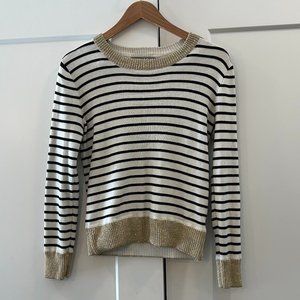 Marled Gold Trim Striped Sweater